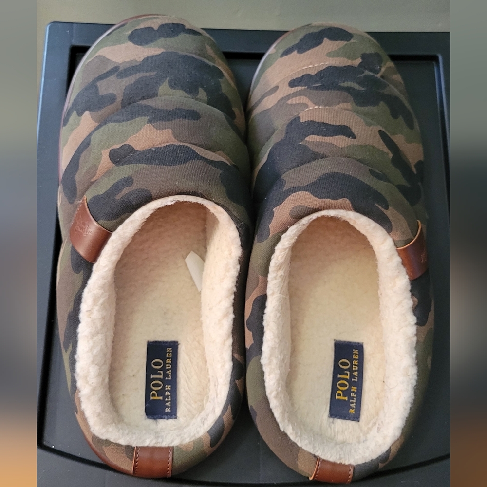 Polo by Ralph Lauren Men’s Camouflage Slip-On Slippers - Olive Camo